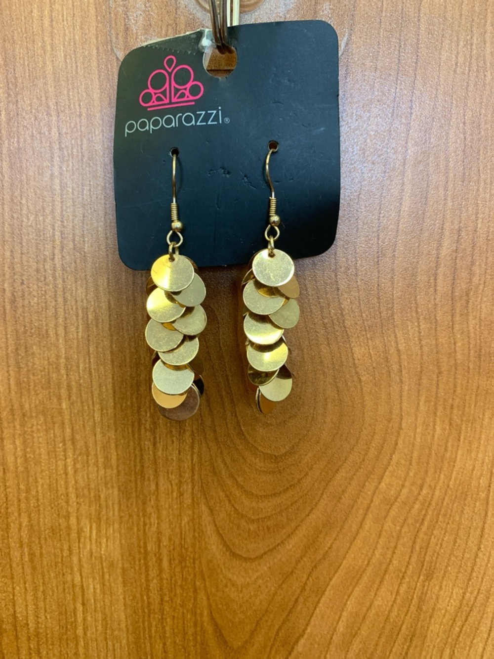 paparazzi Shimmering Gold Disc Cascade Earrings